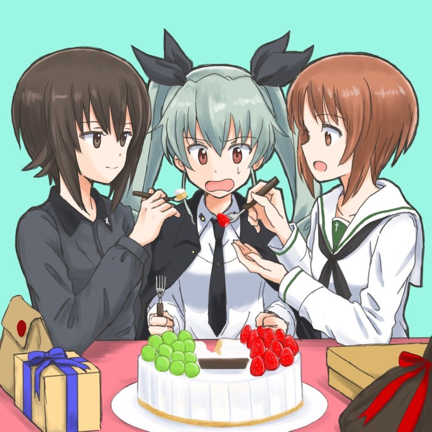 nishizumi miho, nishizumi maho, and anchovy (girls und panzer) drawn by mutsu_(layergreen)