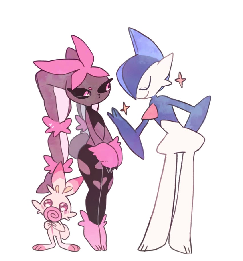 lopunny, scorbunny, gallade, and mega lopunny (pokemon) drawn by masayo_(skip)