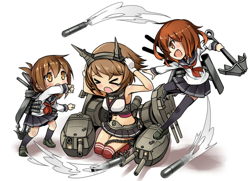 inazuma, ikazuchi, and mutsu (kantai collection) drawn by frenchmaid_(made_in_frenchmaid)