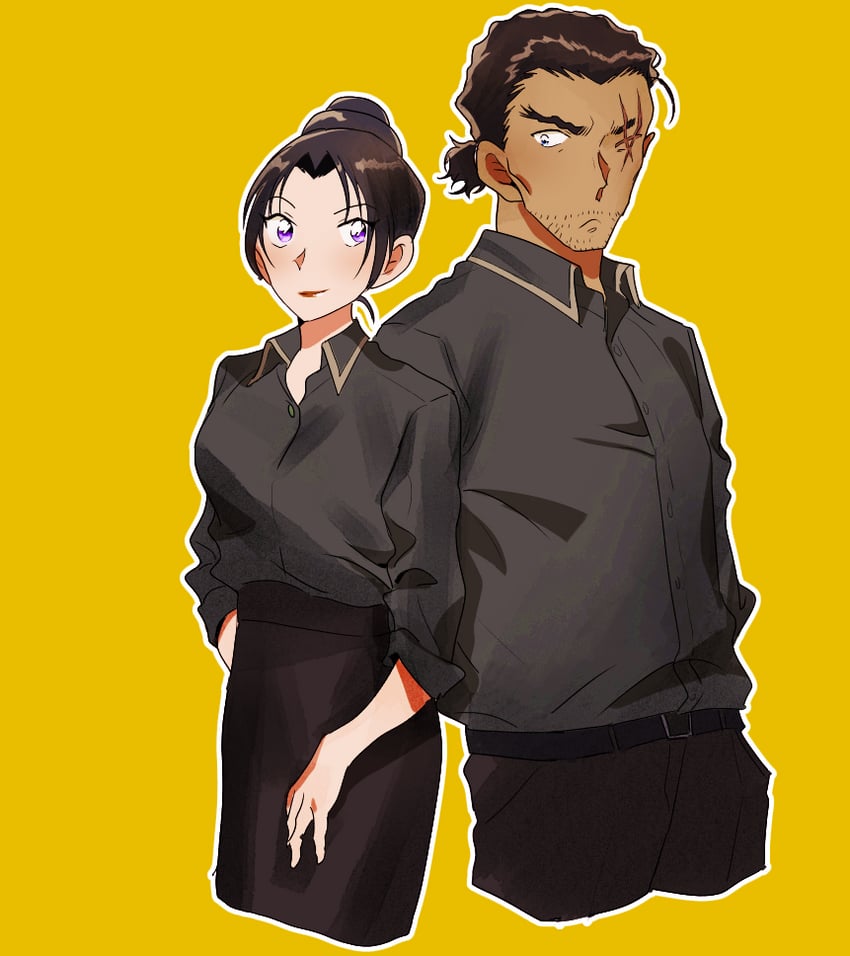 uehara yui and yamato kansuke (meitantei conan) drawn by czech_gana