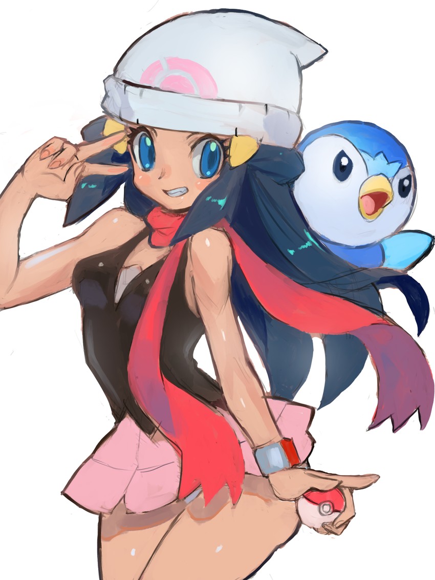 dawn and piplup (pokemon and 1 more) drawn by dakusuta