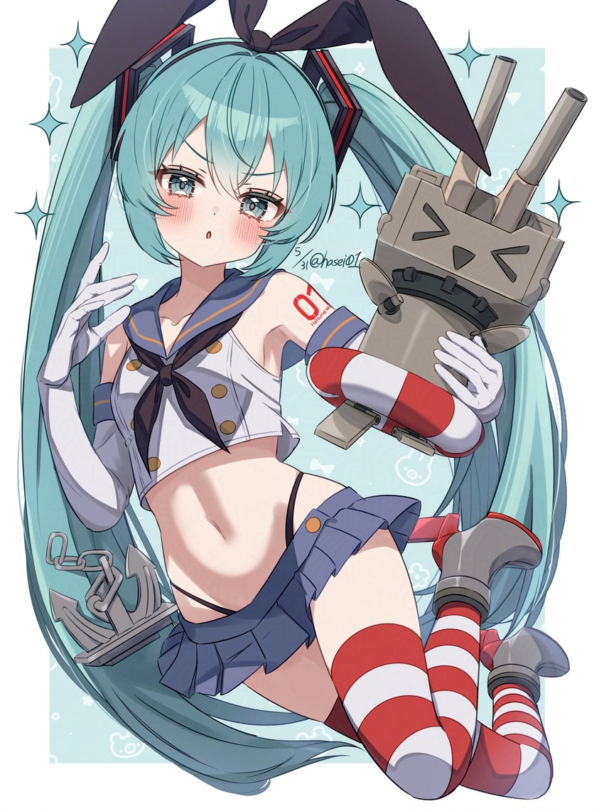hatsune miku and shimakaze (kantai collection and 1 more) drawn by hasei_(hasei01)