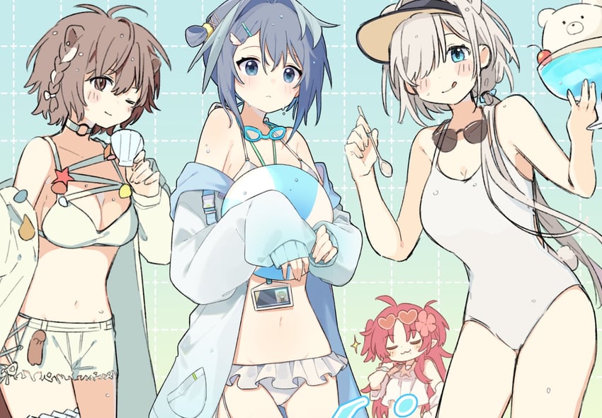 la pluma, myrtle, aurora, and roberta (arknights) drawn by maguro_kan