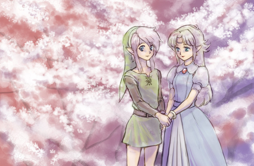 link and princess zelda (the legend of zelda and 1 more) drawn by hakobe_(ichiru)