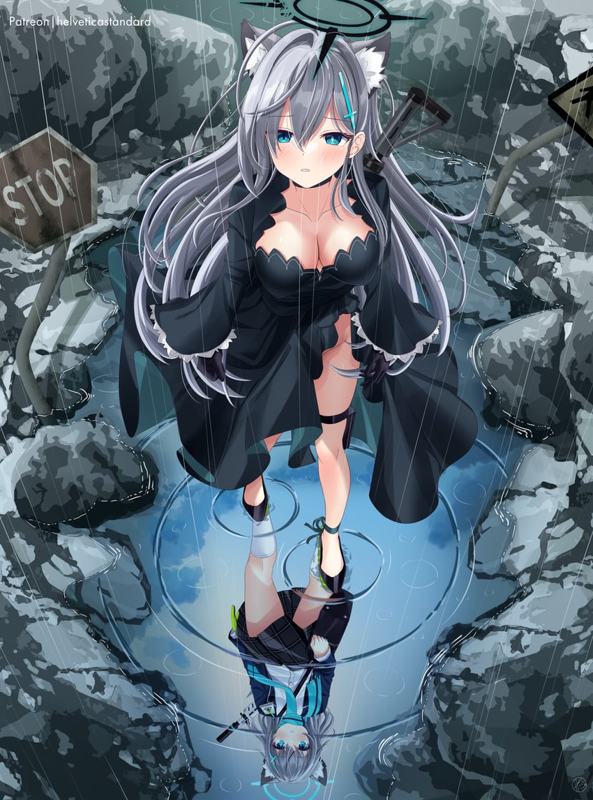 shiroko and shiroko terror (blue archive) drawn by helvetica_std