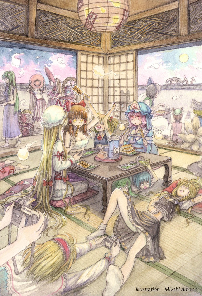 hakurei reimu, kirisame marisa, kochiya sanae, konpaku youmu, alice margatroid, and 18 more (touhou) drawn by amano_miyabi