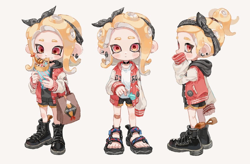 octoling player character and octoling girl (splatoon) drawn by myon_rio