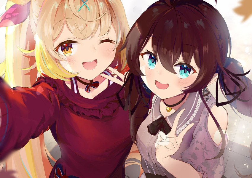 natsuiro matsuri and hoshikawa sara (hololive and 1 more) drawn by hamu6802