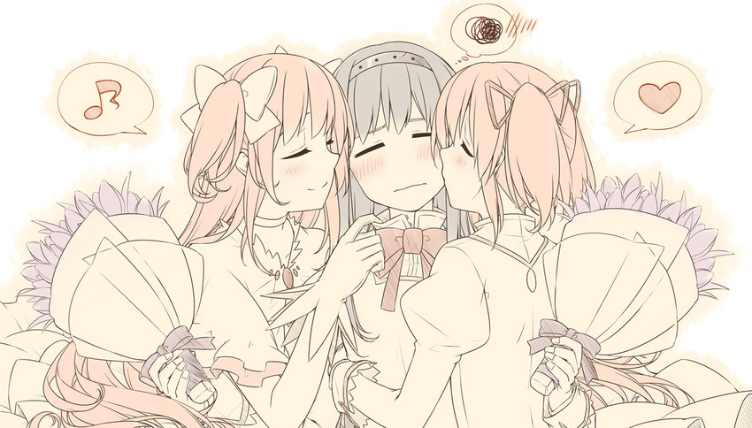 akemi homura, kaname madoka, and ultimate madoka (mahou shoujo madoka magica and 1 more) drawn by sakuraba_yuuki