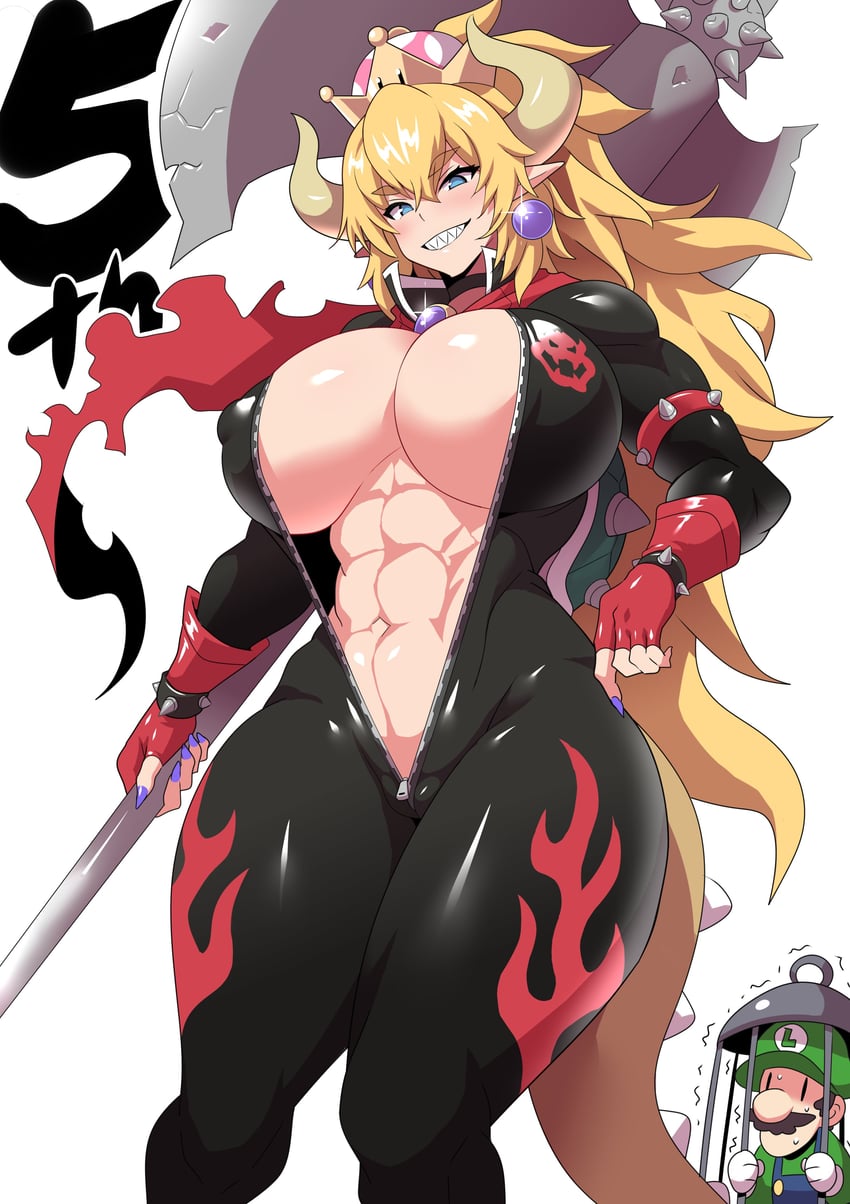 bowsette, luigi, and bowser (mario and 2 more) drawn by konno_tohiro