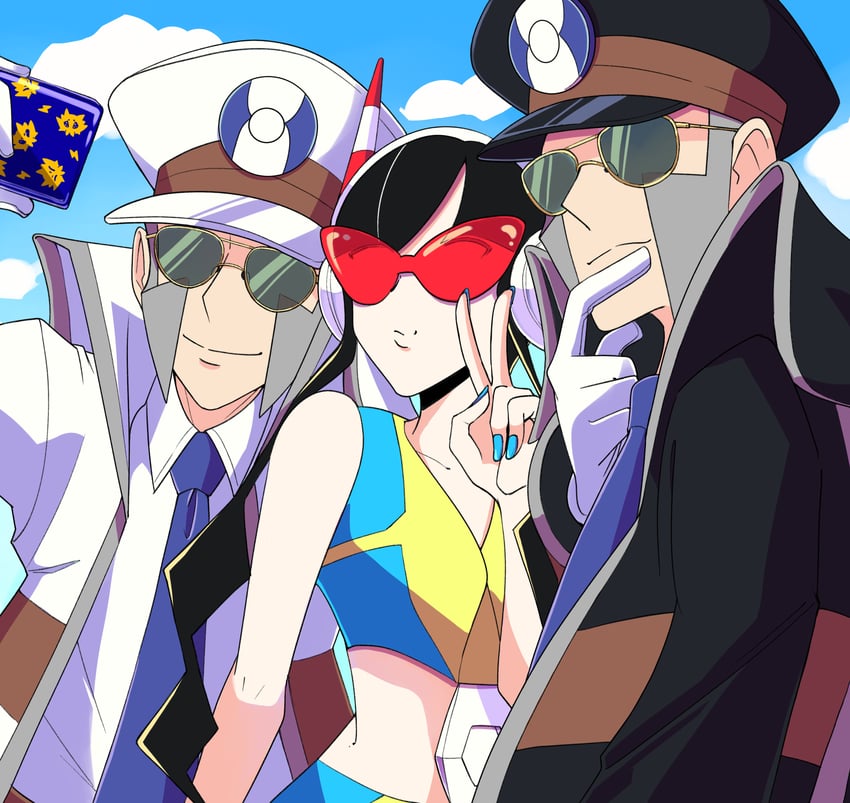 elesa, ingo, emmet, and joltik (pokemon and 1 more) drawn by rei_(esprei96)