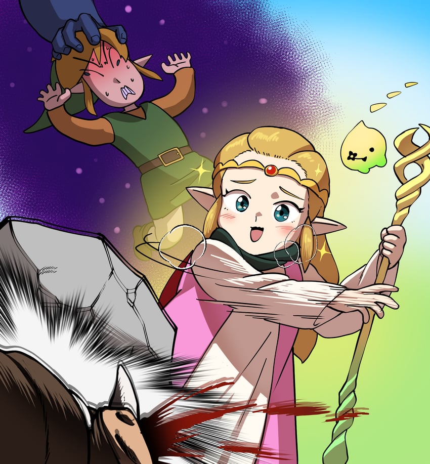 link, princess zelda, tri, ganon, and moblin (the legend of zelda and 1 more) drawn by heydove
