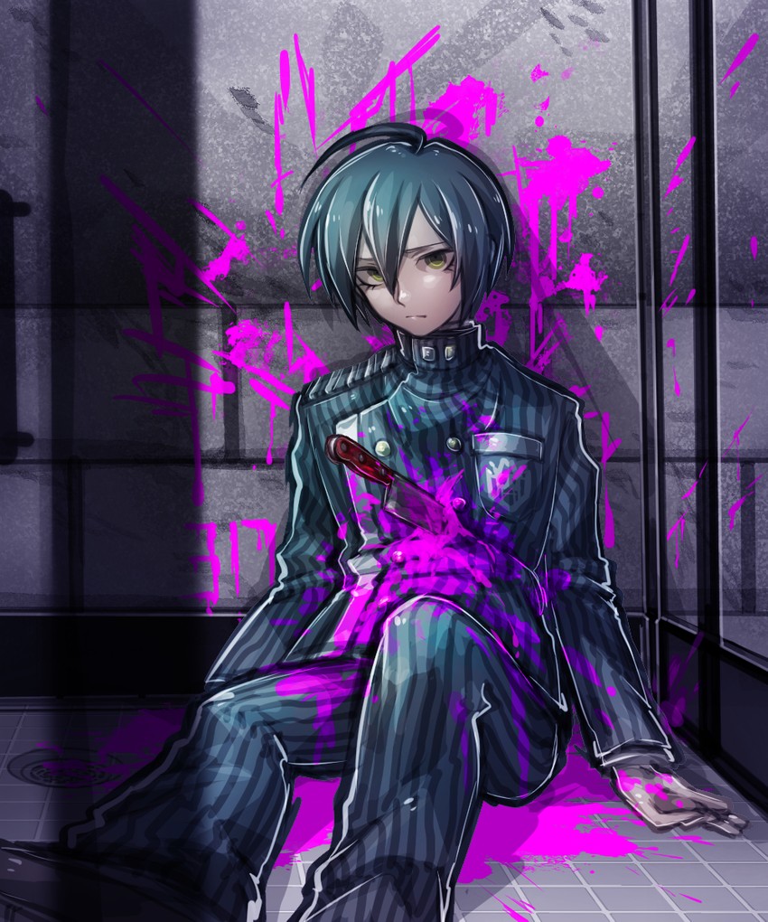 saihara shuichi (danganronpa and 1 more) drawn by riyuta