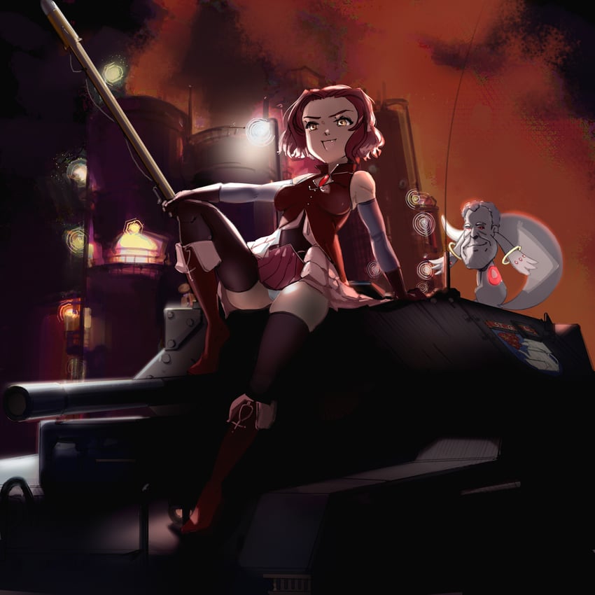 sakura kyoko, kyubey, rosehip, and jeremy clarkson (mahou shoujo madoka magica and 1 more) drawn by toorops