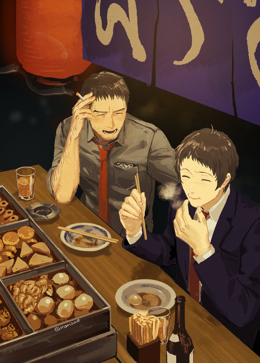 adachi tooru and doujima ryoutarou (persona and 1 more) drawn by morrisuit