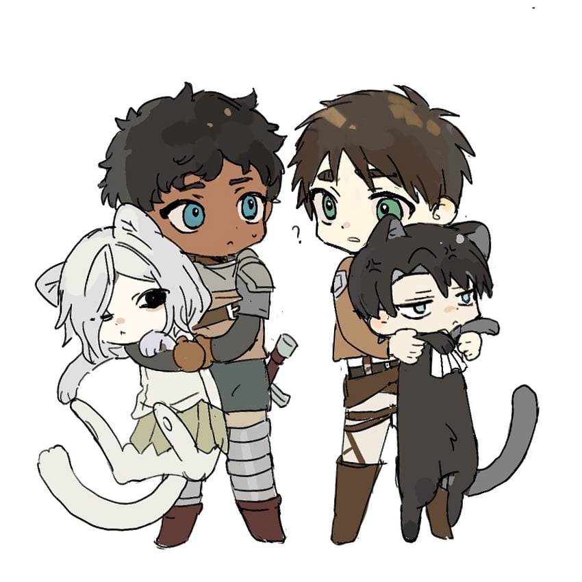 eren yeager, mithrun, levi, and kabru (shingeki no kyojin and 1 more) drawn by long_zhi_feng_di_renxin_poce