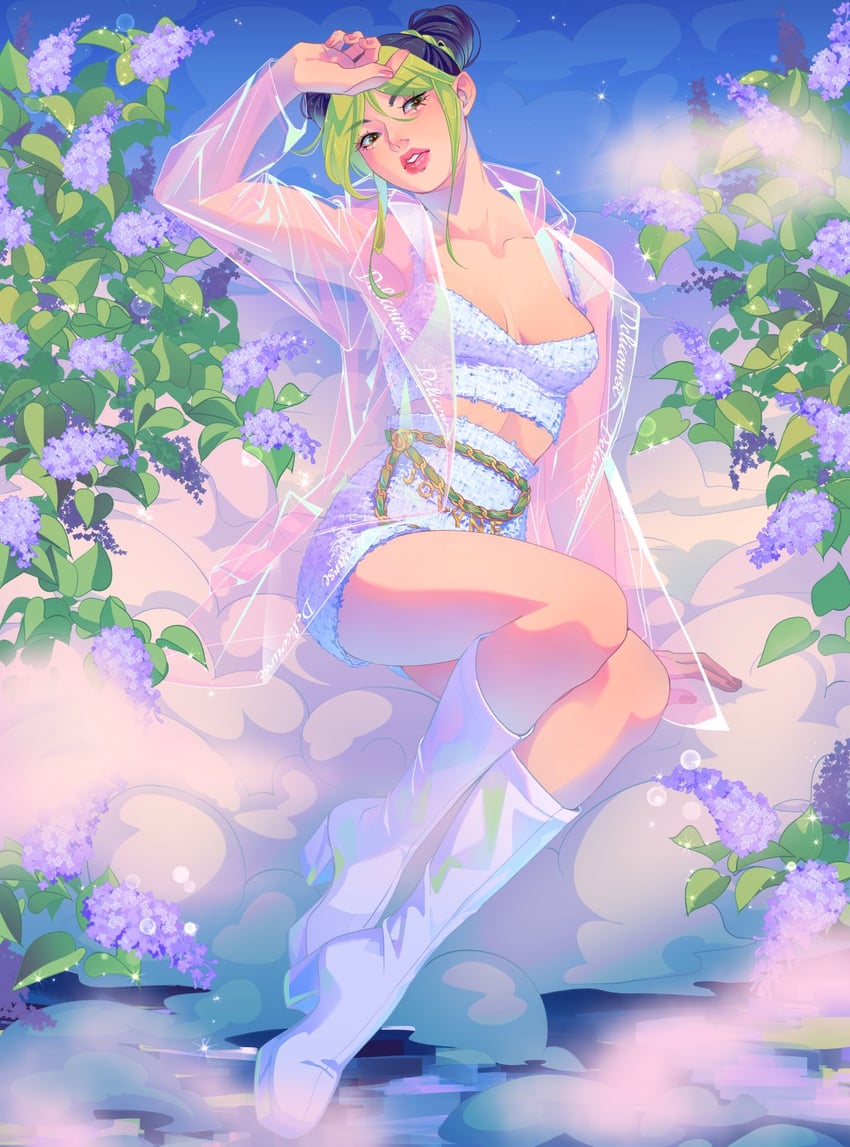 kujo jolyne (jojo no kimyou na bouken and 1 more) drawn by delicourse