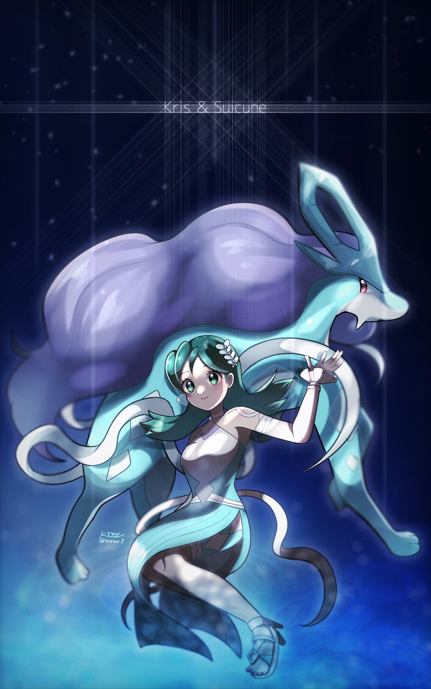 kris and suicune (pokemon and 1 more) drawn by kurumiya_(krmy_p)