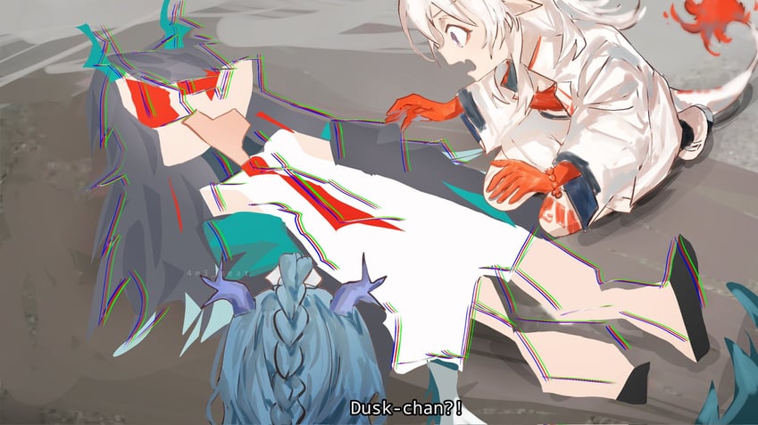 dusk, nian, and ling (arknights and 1 more) drawn by 4m3_meat