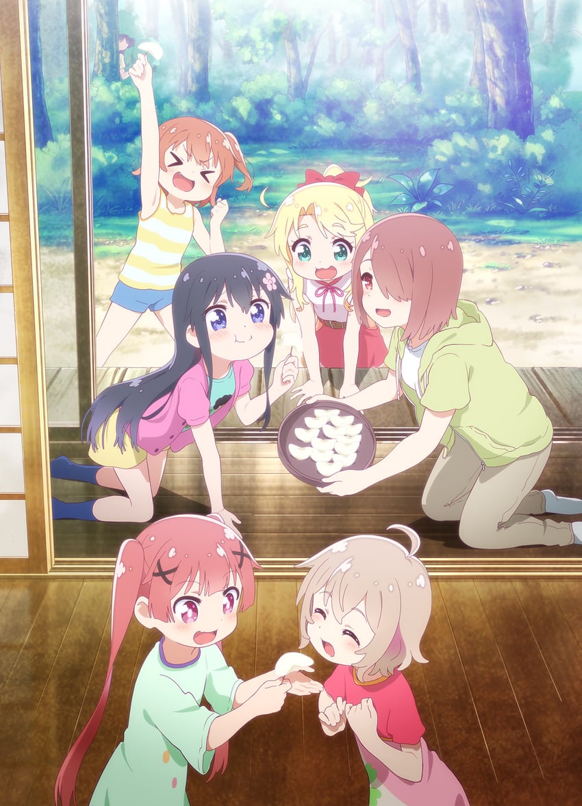 himesaka noa, shirosaki hana, hoshino miyako, hoshino hinata, tanemura koyori, and 1 more (watashi ni tenshi ga maiorita!) drawn by nakagawa_hiromi
