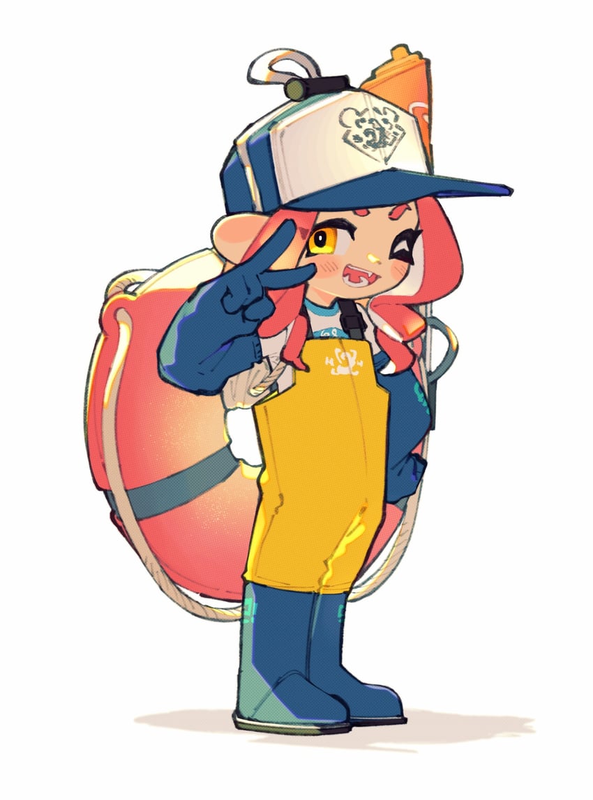 octoling player character and octoling girl (splatoon and 1 more) drawn by inari1369