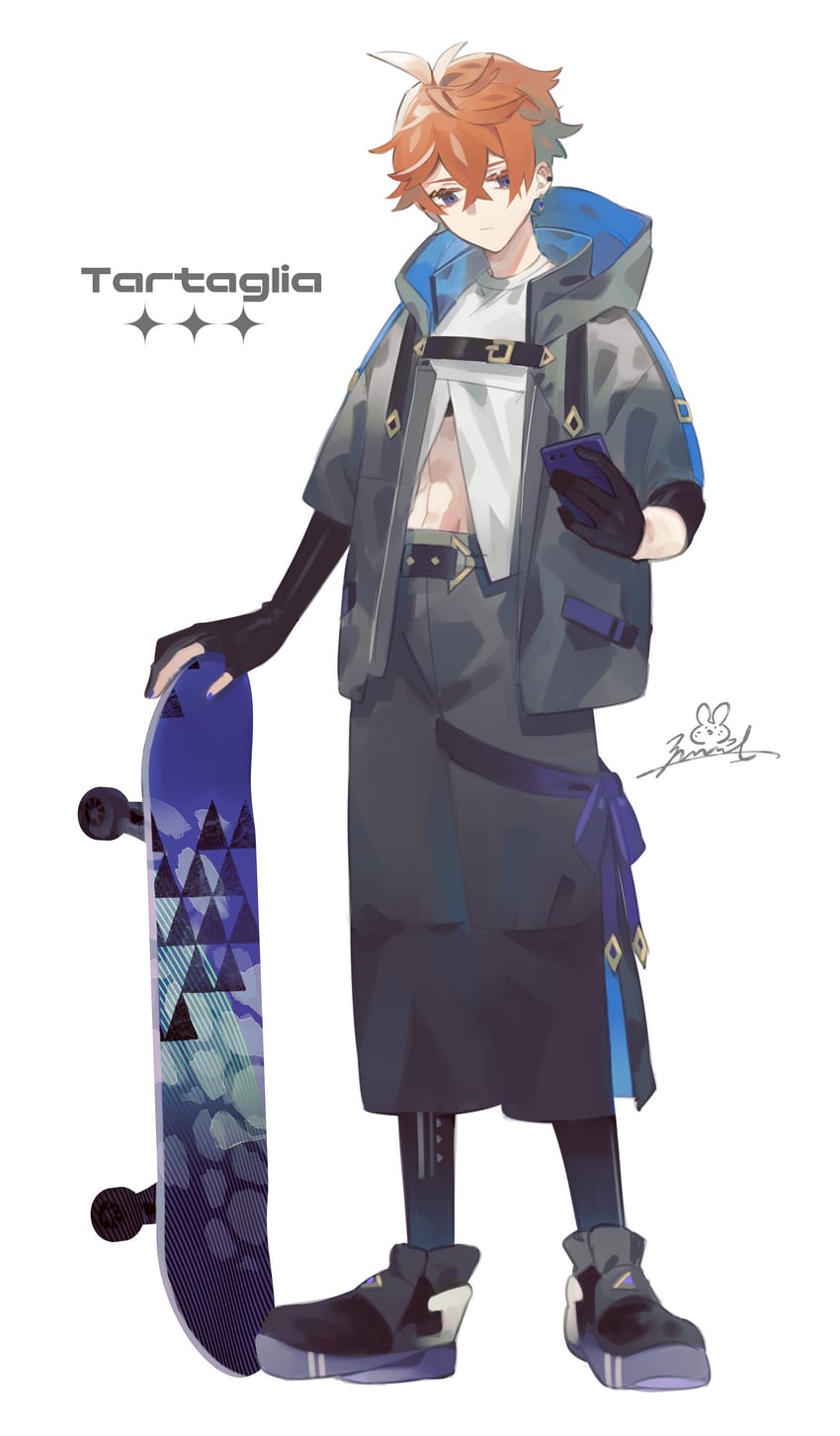 tartaglia (genshin impact) drawn by zoo_min