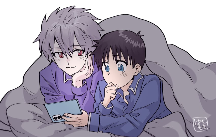 ikari shinji and nagisa kaworu (neon genesis evangelion) drawn by hashimo99187365