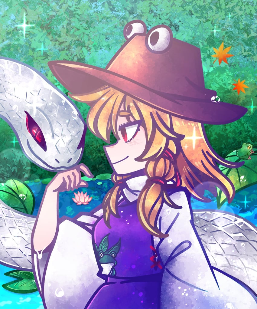 moriya suwako and mishaguji (touhou) drawn by d_vaaaah