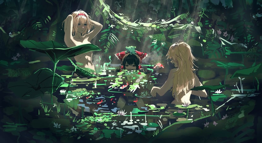 hakurei reimu, kirisame marisa, and alice margatroid (touhou) drawn by yautja