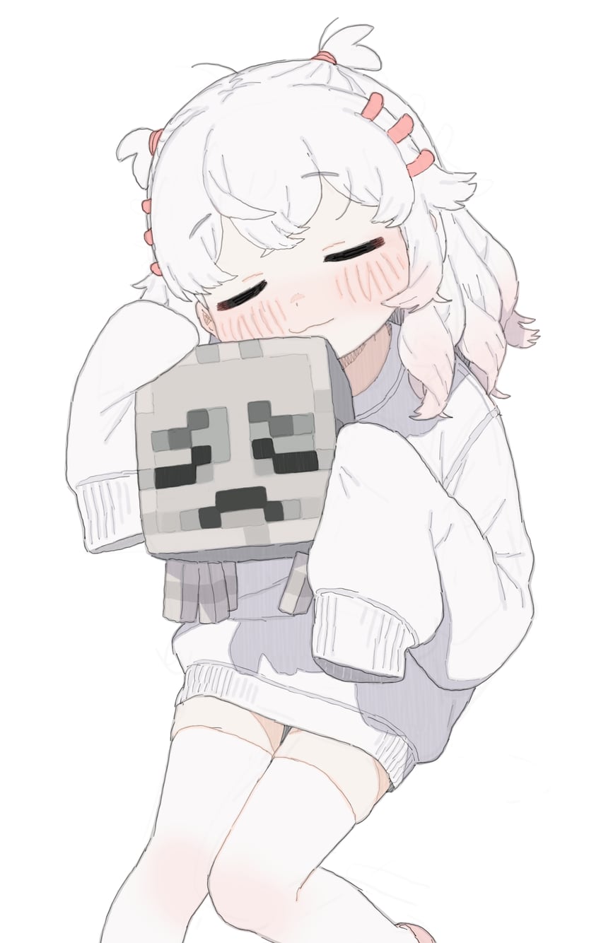 ghast, dried ghast, and ghastling-chan (minecraft) drawn by possummachine