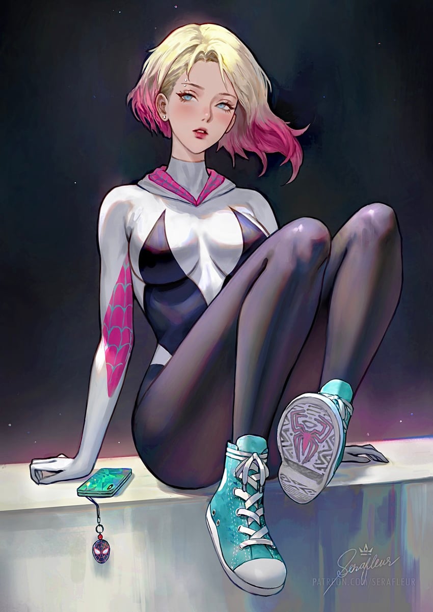 spider-gwen and gwen stacy (marvel and 3 more) drawn by serafleur
