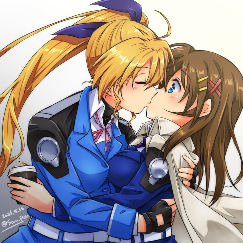yagami hayate and vivio (lyrical nanoha and 1 more) drawn by san-pon