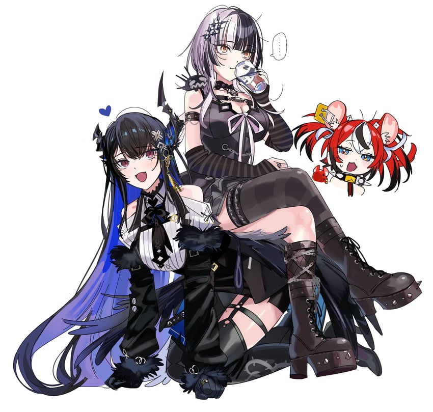 hakos baelz, shiori novella, nerissa ravencroft, and yorick (hololive and 1 more) drawn by yomosaka