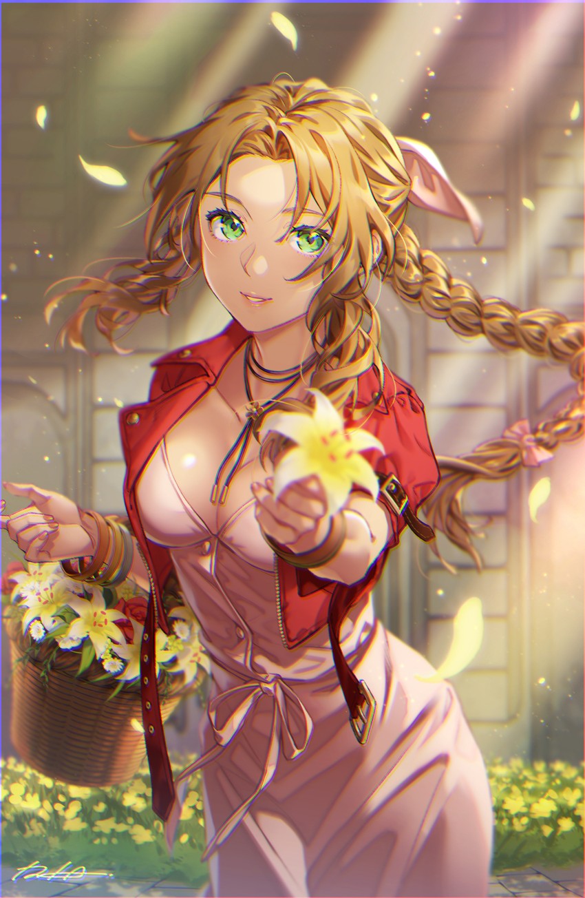 aerith gainsborough (final fantasy and 2 more) drawn by iria_(yumeirokingyo)