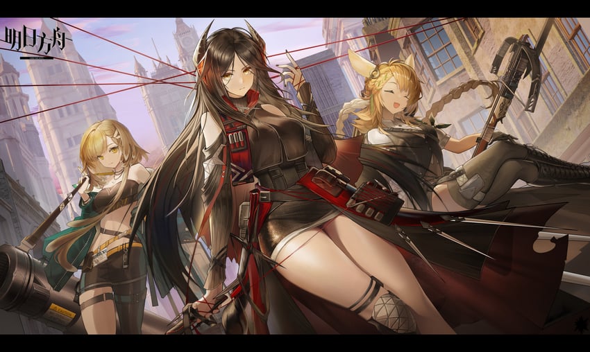 kroos, ines, kroos the keen glint, and firewhistle (arknights) drawn by mix_(mix233)