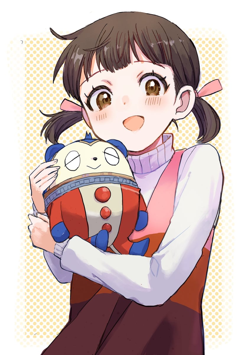 kuma and doujima nanako (persona and 1 more) drawn by kanna_nijiniji