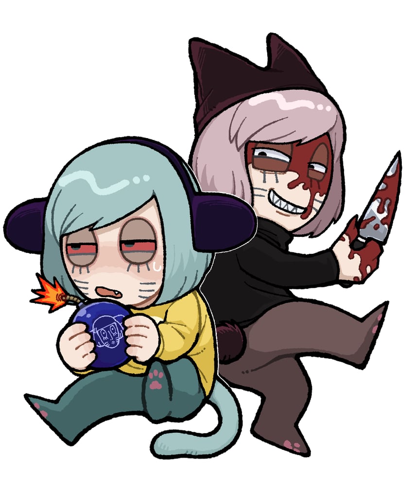 nyon and nyen (randal's friends) drawn by riokku_heya