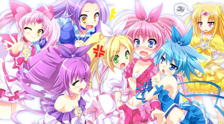 houjou hibiki, minamino kanade, cure melody, kurokawa eren, shirabe ako, and 9 more (precure and 1 more) drawn by mtu_(orewamuzituda)