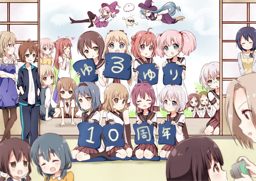 toshinou kyouko, akaza akari, funami yui, yoshikawa chinatsu, oomuro sakurako, and 21 more (yuruyuri) drawn by mearian