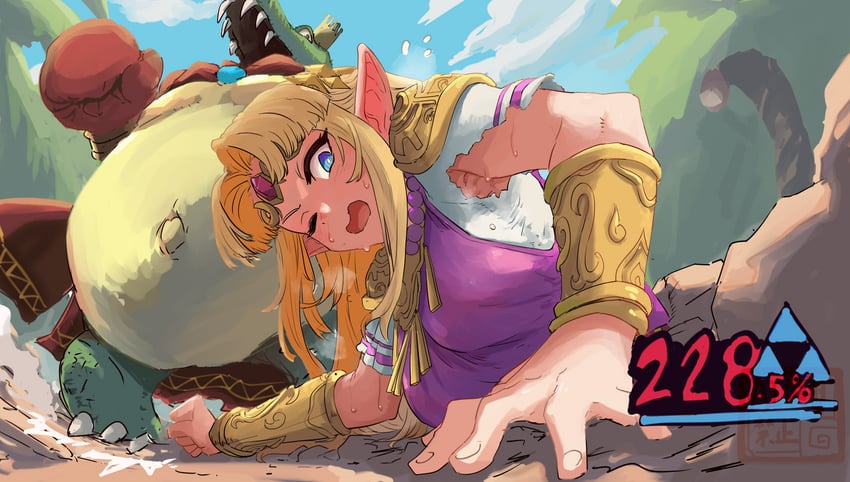 princess zelda and king k. rool (the legend of zelda and 3 more) drawn by ishijimajirou