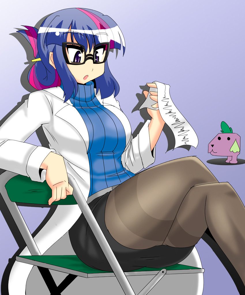 twilight sparkle, sci-twi, and spike (my little pony and 2 more) drawn by akasode_(tyaramu)