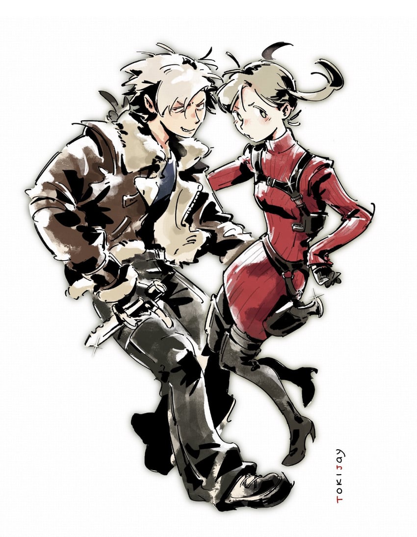 leon s. kennedy, maka albarn, ada wong, and soul evans (resident evil and 2 more) drawn by tokiijayy