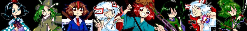 adagumo no saragimaru, katano sukune, adagumo no yaorochi, kokutenshi hibaru, amanomiya jun, and 2 more (touhou and 2 more) drawn by luo_qiangwei