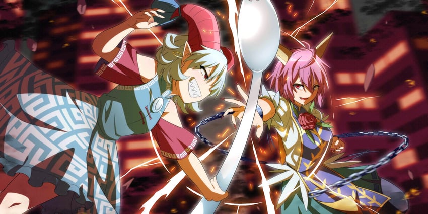 toutetsu yuuma and ibaraki douji's arm (touhou and 1 more) drawn by jeno