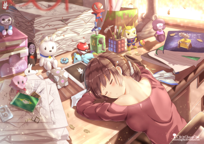 kirby, sans, spider-man, all might, kaonashi, and 4 more (pokemon and 15 more) drawn by chinchongcha