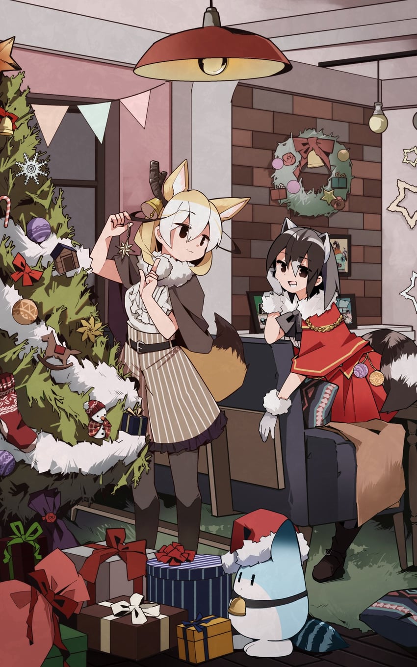 common raccoon, fennec, and lucky beast (kemono friends) drawn by nanana_(nanana_iz)