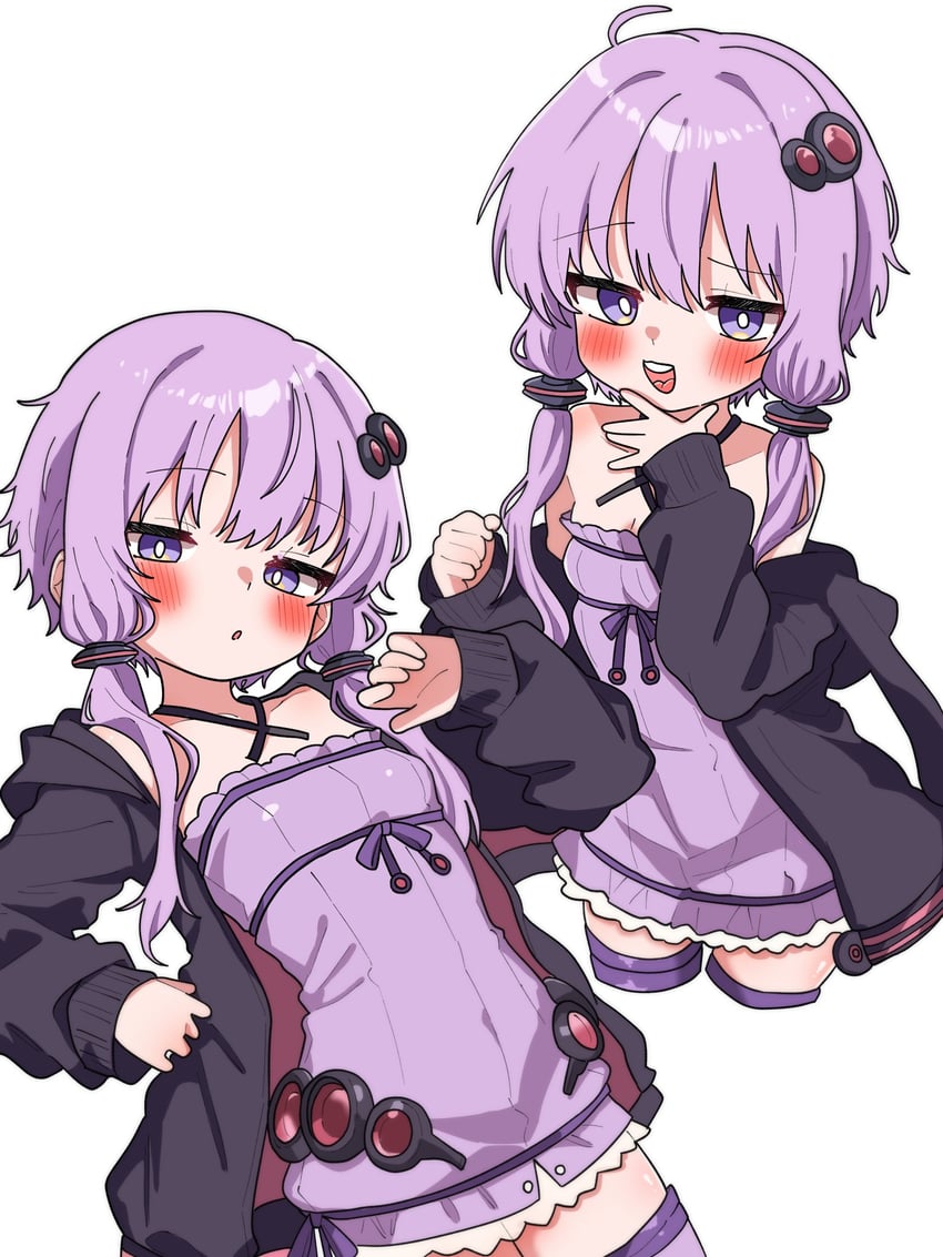 yuzuki yukari (vocaloid and 1 more) drawn by haru_maron