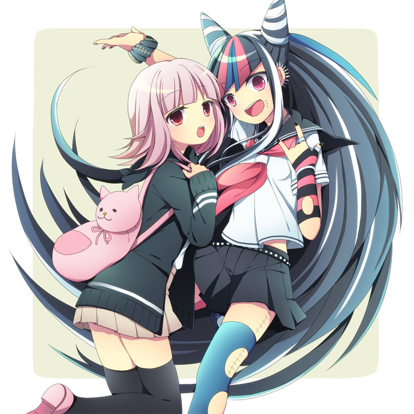 nanami chiaki and mioda ibuki (danganronpa and 1 more) drawn by soranagi
