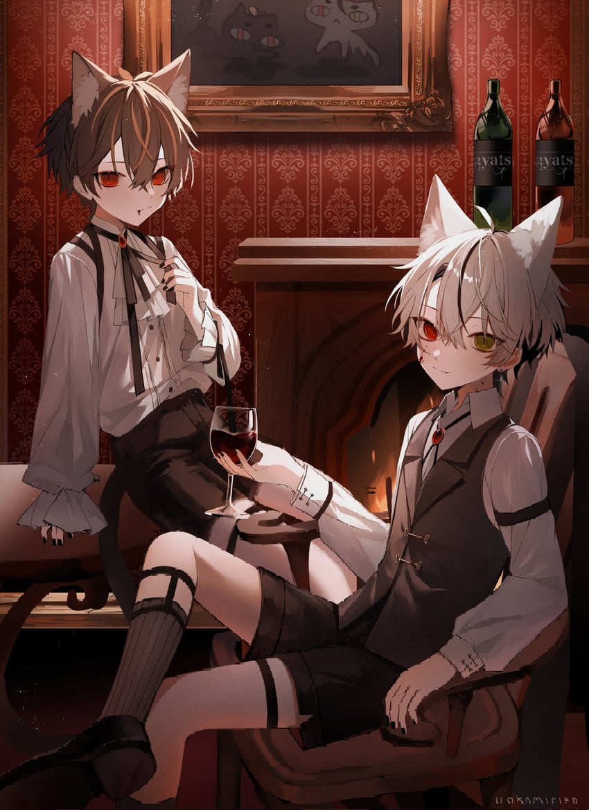otozuki teru and ookami ciro (indie virtual youtuber) drawn by ookami_ciro