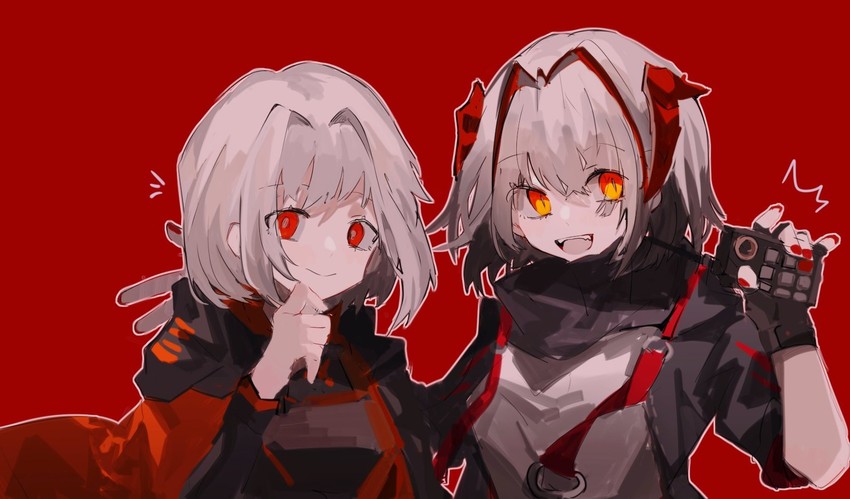 w and myo (arknights and 2 more) drawn by he_(minty)
